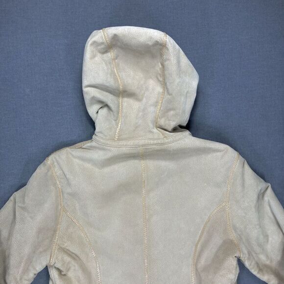 WILSONS‎ LEATHER Winter Coat Sz S Tan Suede Leather Hooded Faux Fur Lined Jacket - Picture 8 of 16